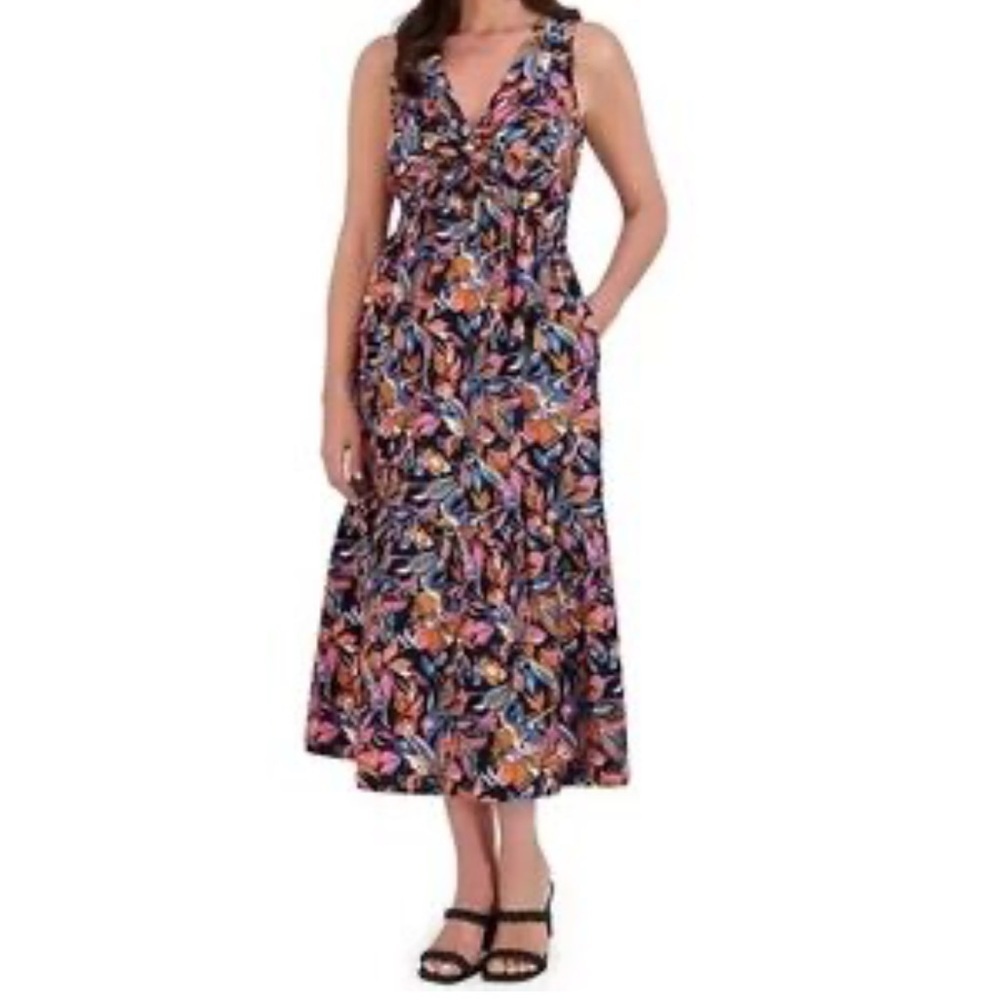 French Connection Eden Floral Sleeveless Maxi Dress Multicolor large women new